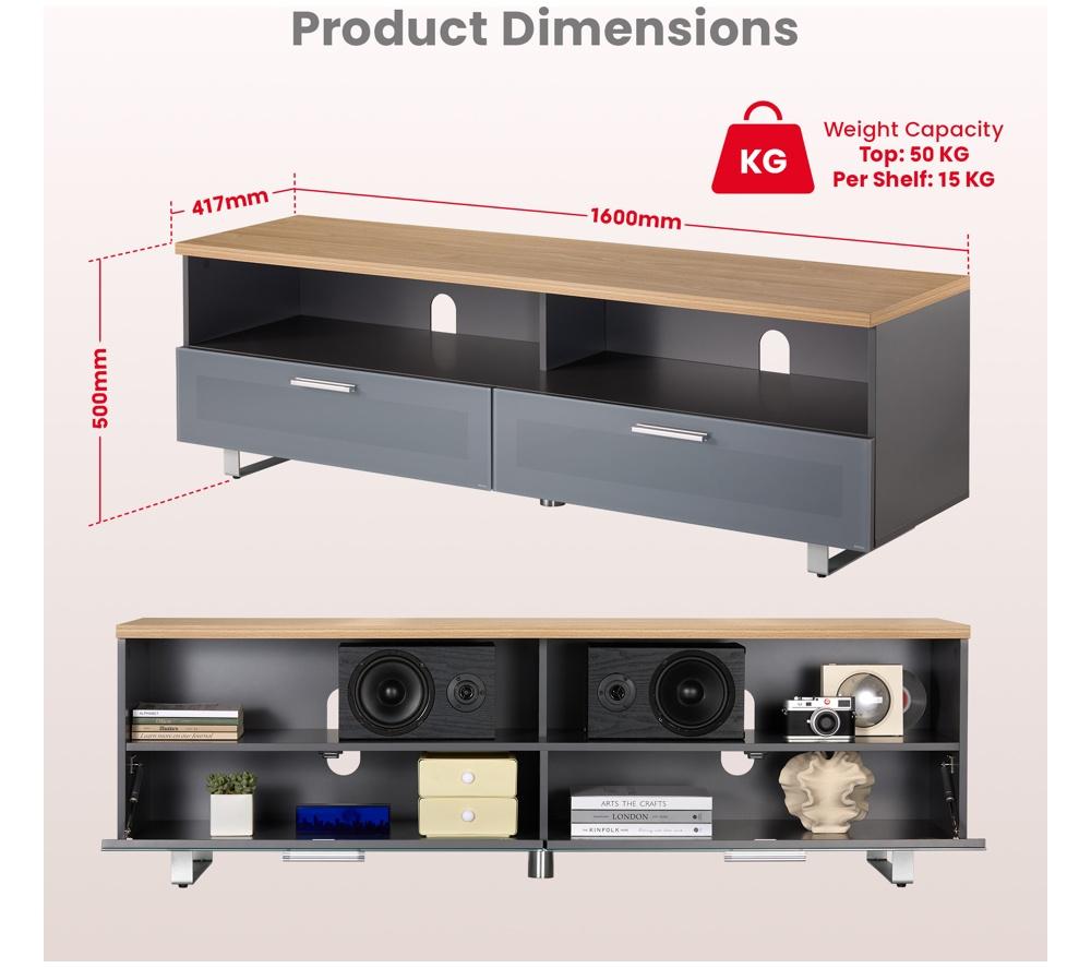 TTAP Sorrento 1600 mm TV Stand for up to 75" TVs - Gloss Black image number 4 of 9