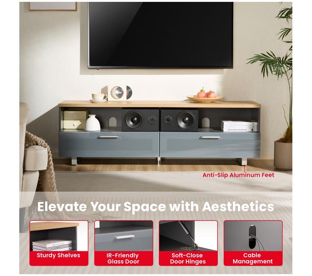 TTAP Sorrento 1600 mm TV Stand for up to 75" TVs - Gloss Black image number 5 of 9
