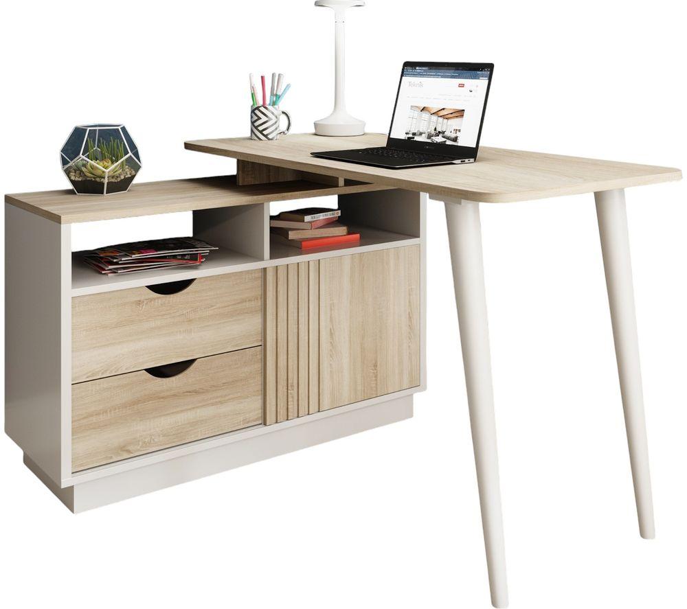 TEKNIK 7700006 Bridge Desk - White & Oak