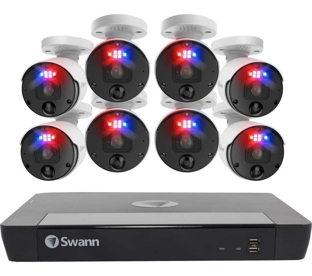 SWANN Enforcer SWNVK-1690008 16-channel 4K Ultra HD NVR Security System - 4 TB, 8 Cameras, Black,Whi