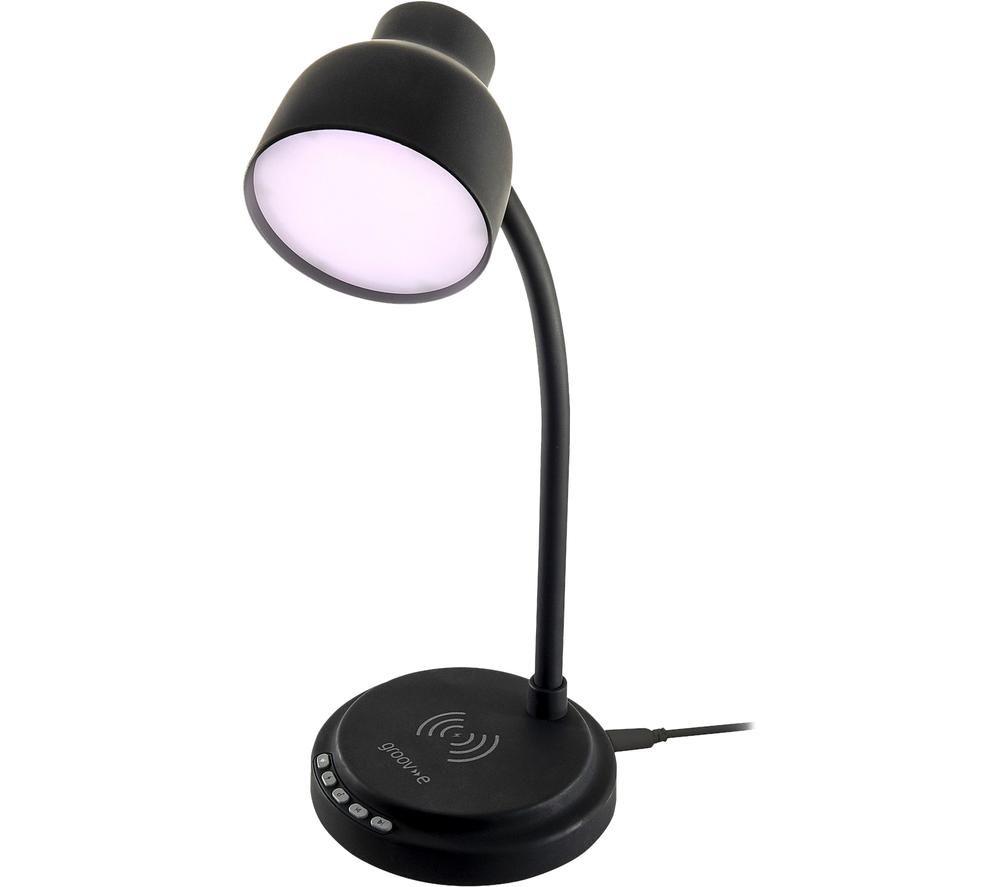 GROOV-E Astra Desk Lamp with Wireless Charging Pad & Bluetooth Speaker - Black