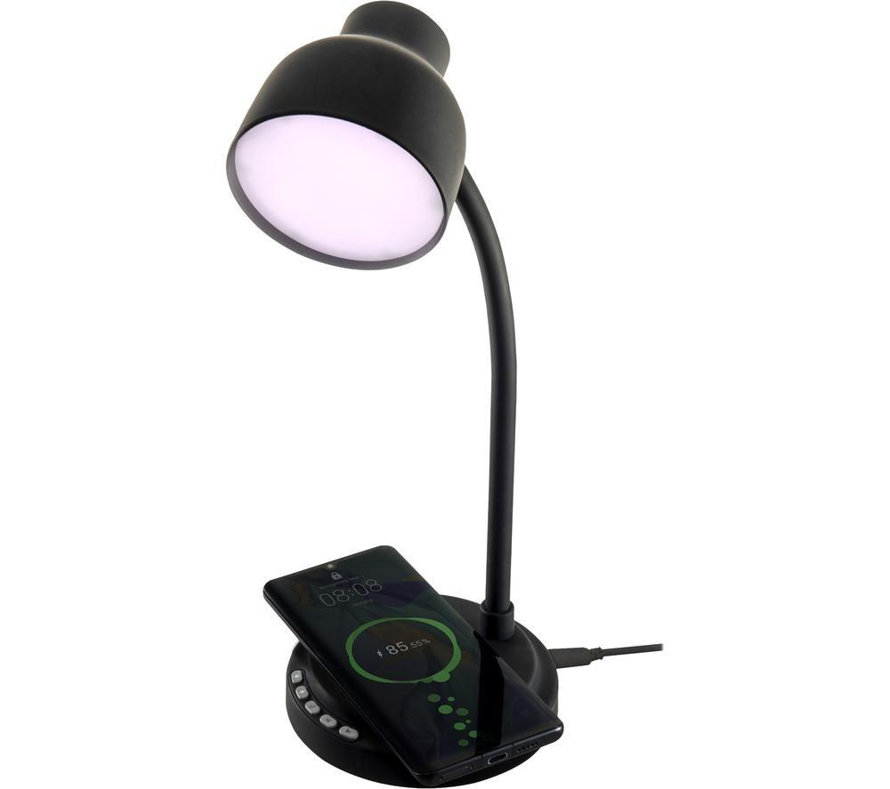 GROOV-E Astra LED Desk Lamp with Wireless Charging Pad & Bluetooth Speaker - Black image number 2 of 9