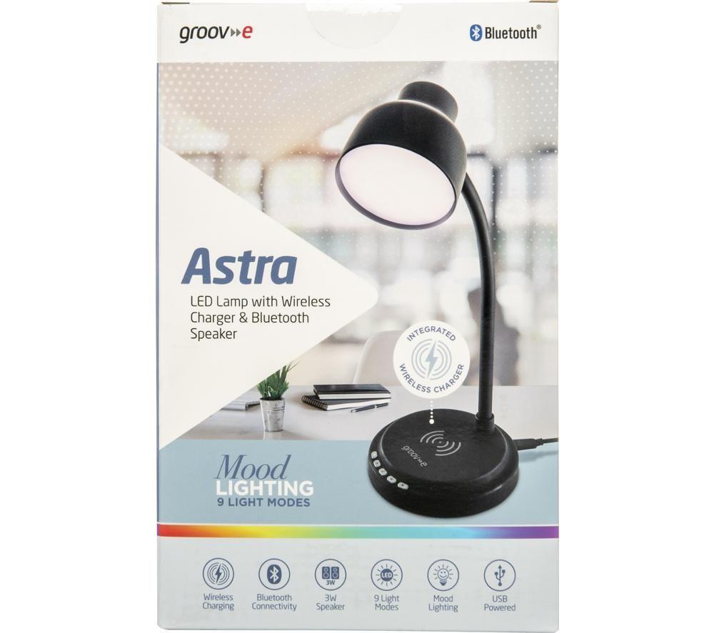 GROOV-E Astra LED Desk Lamp with Wireless Charging Pad & Bluetooth Speaker - Black image number 8 of 9