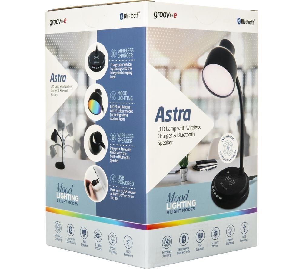 GROOV-E Astra LED Desk Lamp with Wireless Charging Pad & Bluetooth Speaker - Black image number 9 of 9