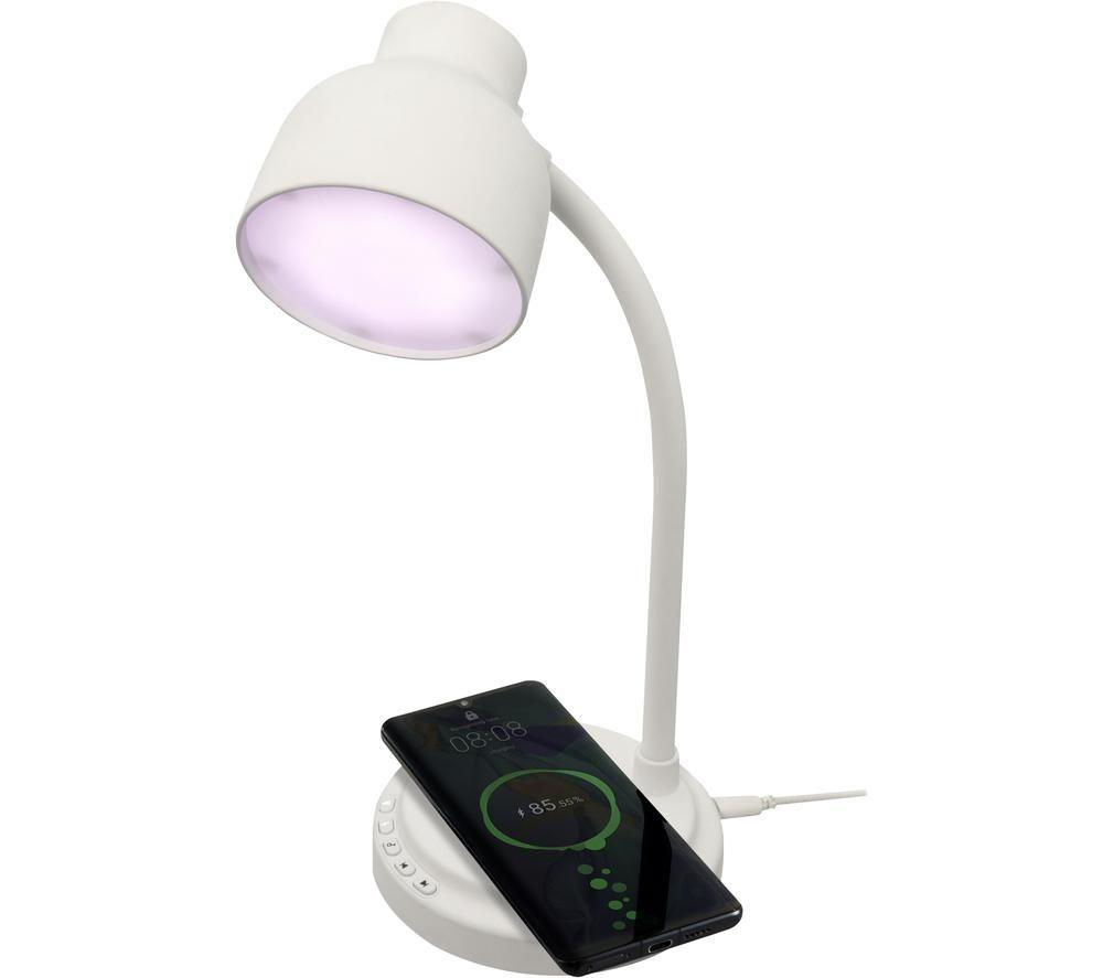 GROOV-E Astra LED Desk Lamp with Wireless Charging Pad & Bluetooth Speaker - White image number 3 of 9