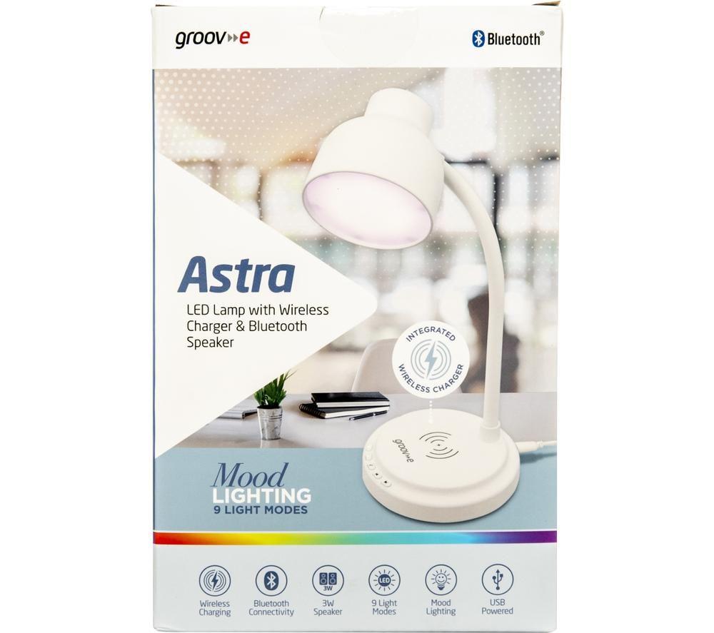 GROOV-E Astra LED Desk Lamp with Wireless Charging Pad & Bluetooth Speaker - White image number 4 of 9
