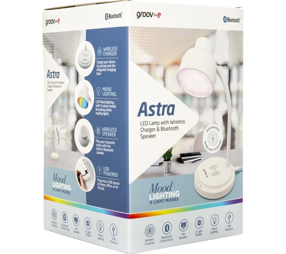 GROOV-E Astra LED Desk Lamp with Wireless Charging Pad & Bluetooth Speaker - White image number 5 of 9