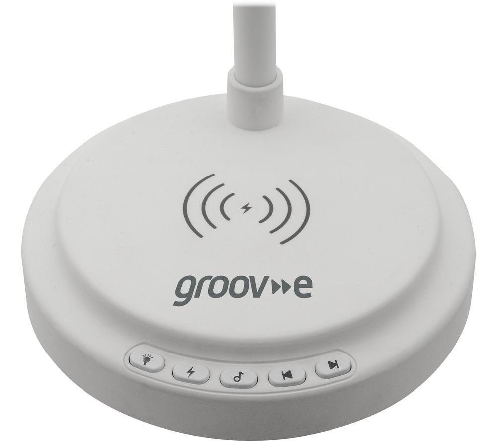GROOV-E Astra LED Desk Lamp with Wireless Charging Pad & Bluetooth Speaker - White image number 8 of 9