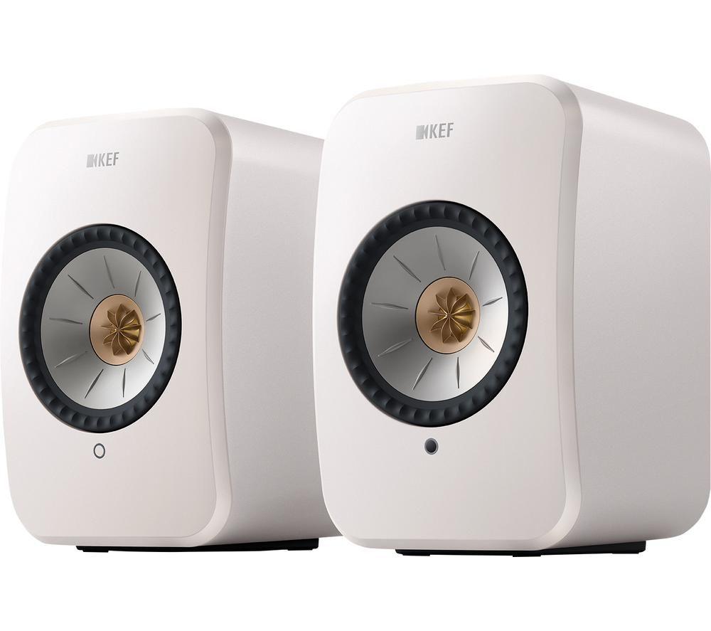 KEF AUDIO LSX II Wireless Multi-room Bookshelf Speakers - Mineral White, White