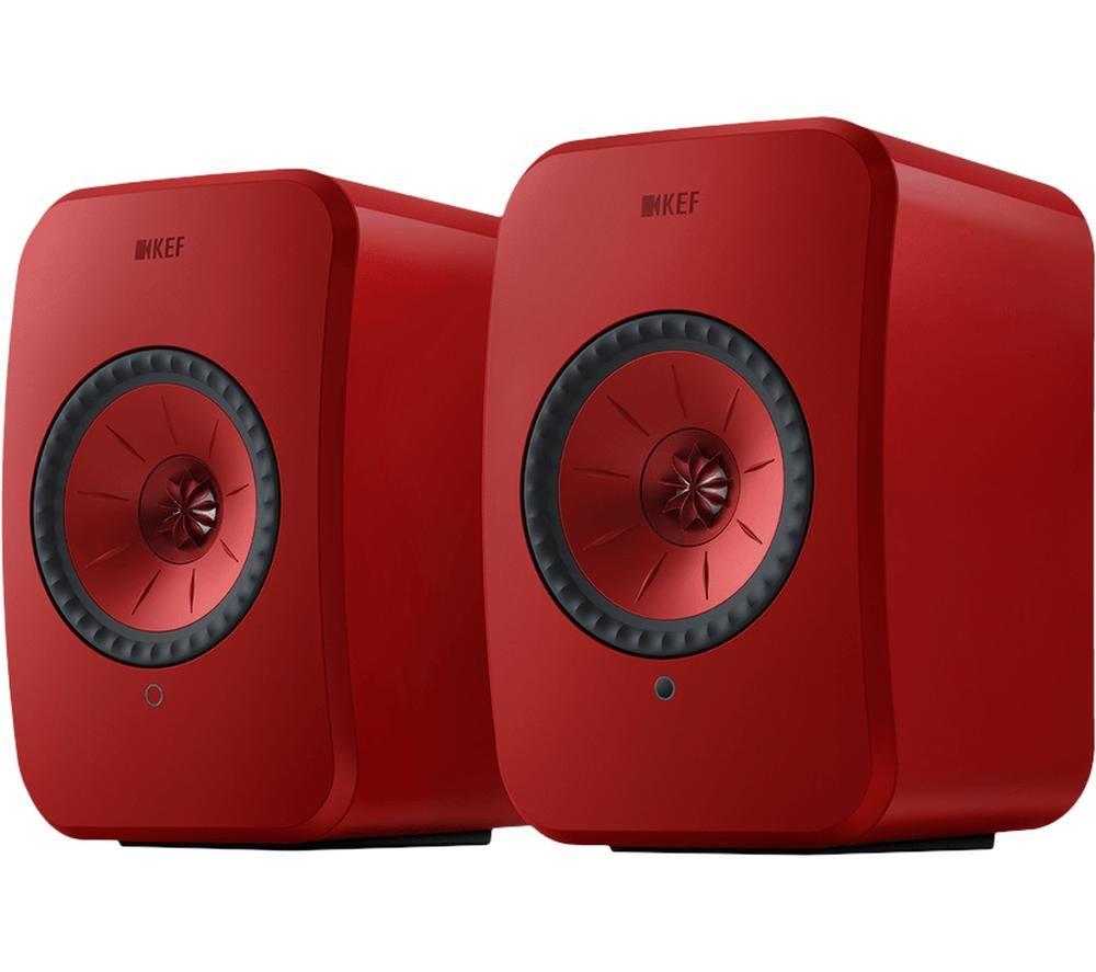 KEF AUDIO LSX II Wireless Multi-room Bookshelf Speakers - Lava Red, Red