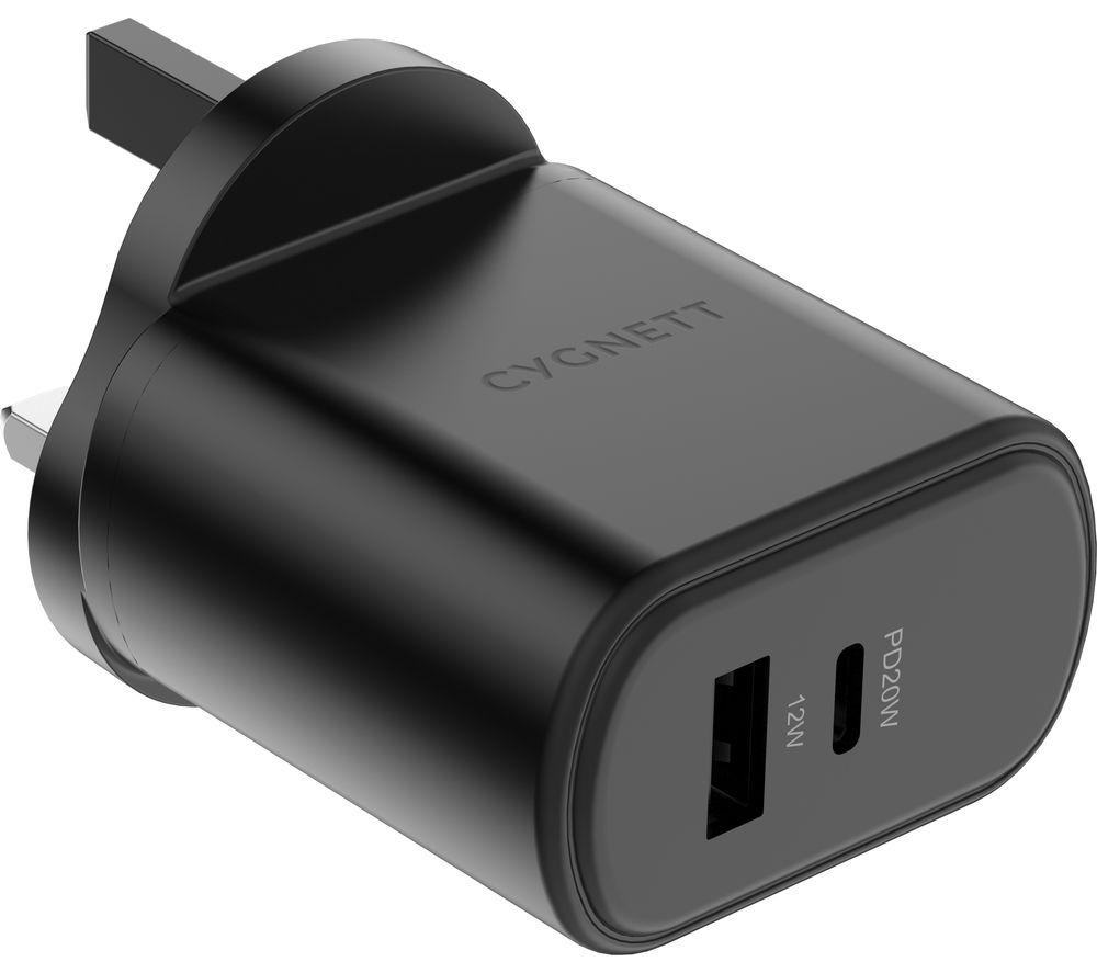 CYGNETT PowerPlus 32 W USB Type-C & USB Charger - Black, Black