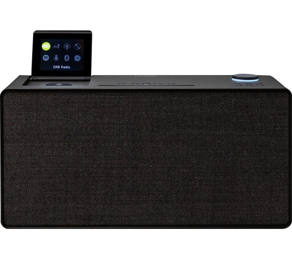 Pure Evoke Home All-in-One Stereo Music System (DAB+/FM Radio, Internet Radio, Podcasts, Spotify Connect, Bluetooth, CD, foldable colour display) Coffee Black