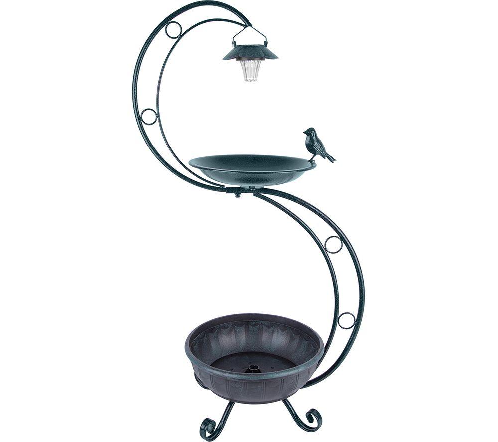 Image of GARDENKRAFT 10009 Garden Bird Bath with Planter - Green