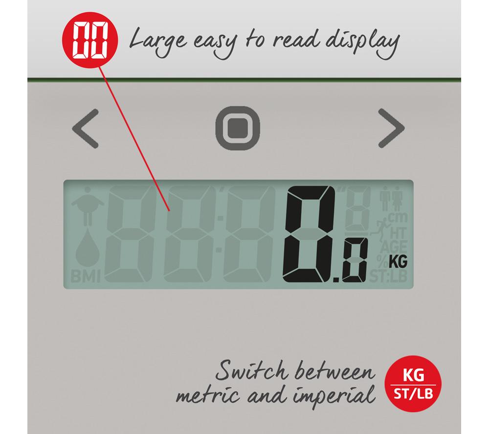 SALTER Compact Glass Analyser 9113 GY3R-BGC Bathroom Scales - Grey image number 3 of 7