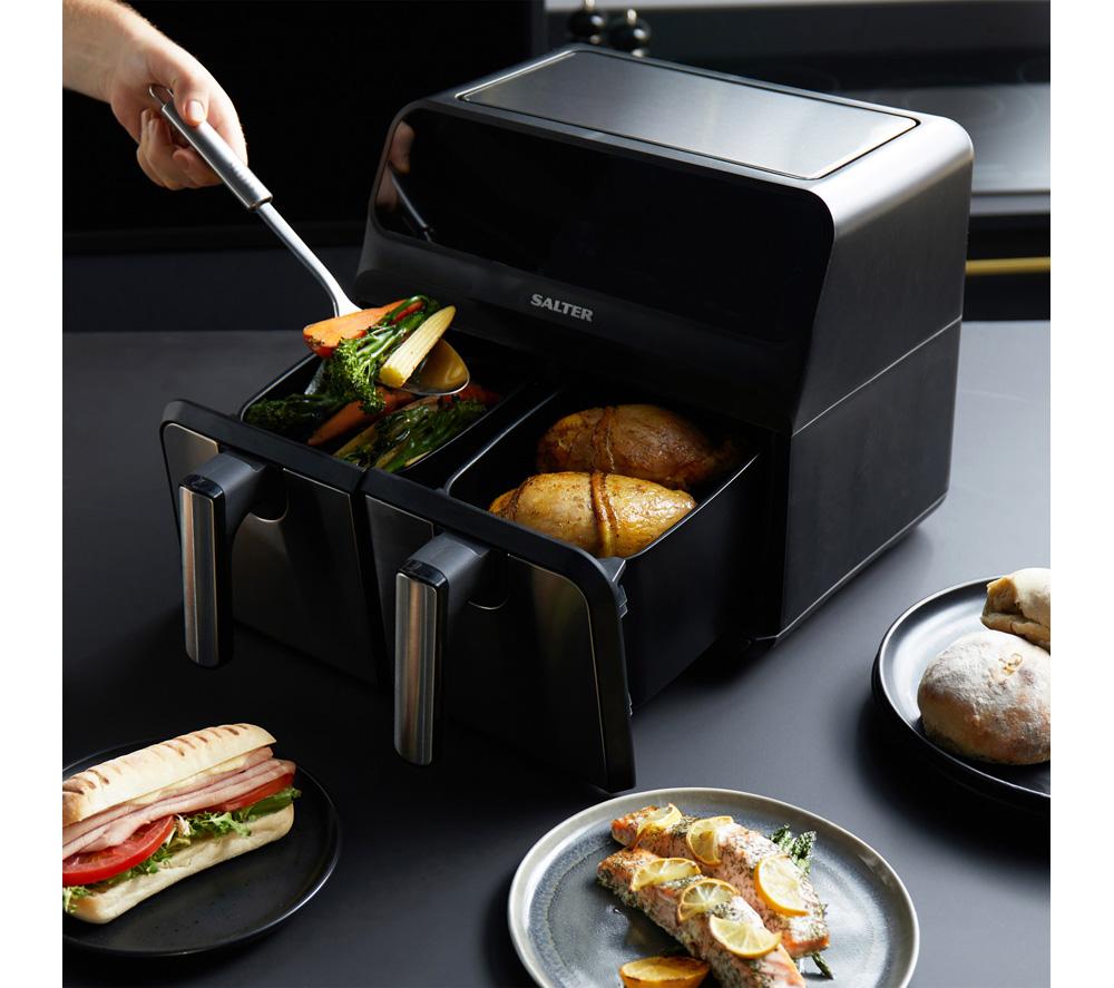 SALTER 5196 7.4L Dual Air Fryer Pro - Black & Stainless Steel image number 5 of 9