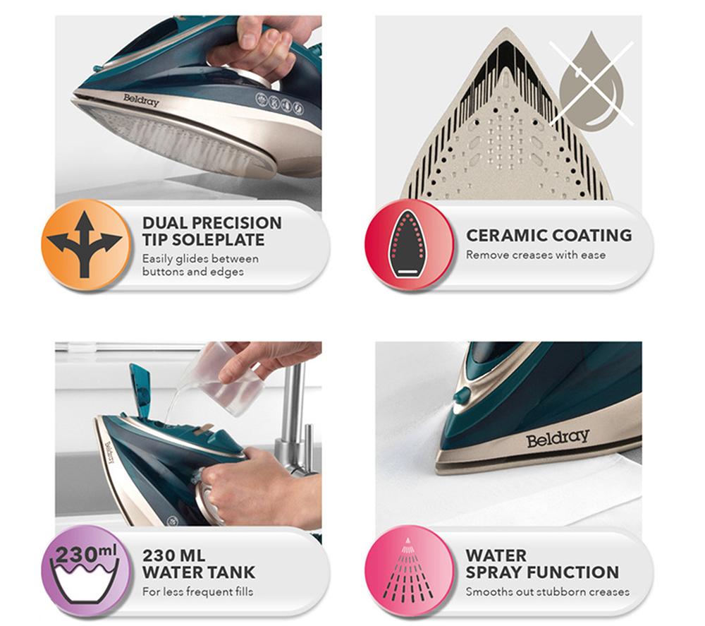 BELDRAY Duo Glide BEL01480-150 Steam Iron - Blue & Gold image number 5 of 8