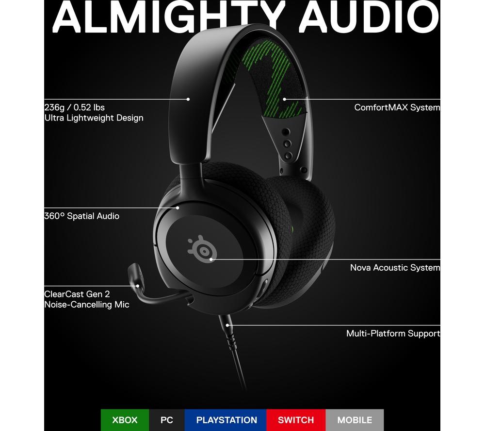 STEELSERIES Arctis Nova 1X 7.1 Gaming Headset - Black & Green image number 16 of 16