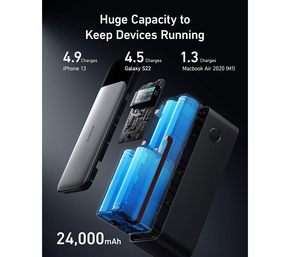 ANKER 24000 mAh 140W Portable Power Bank - Black image number 5 of 10