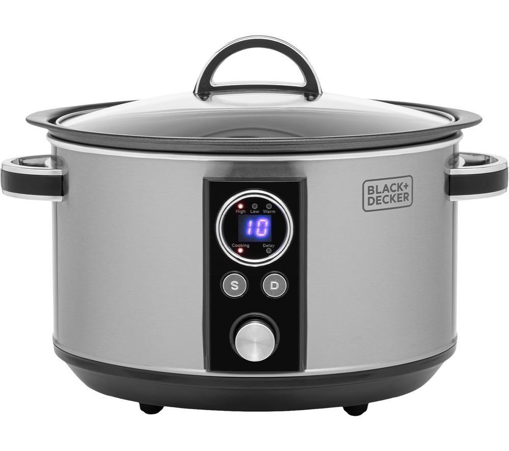 Image of BLACK DECKER BXSC16045GB Slow Cooker - Silver, Silver/Grey