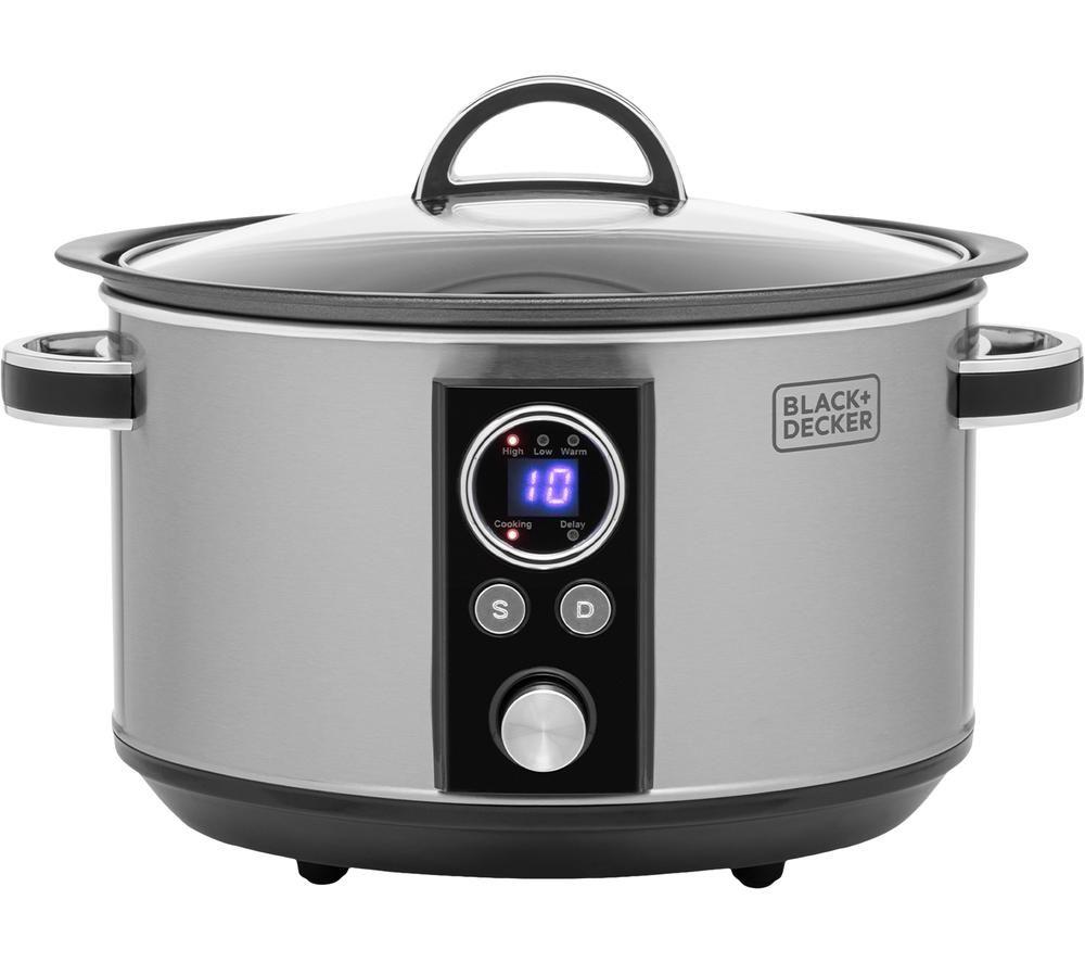 BLACK  DECKER BXSC16045GB Slow Cooker - Silver, Silver/Grey