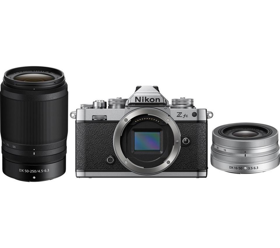 NIKON Z fc Mirrorless Camera with NIKKOR Z DX 16-50 mm f/3.5-6.3 VR & 50-250 mm f/4.5-6.3 VR Lens - Silver