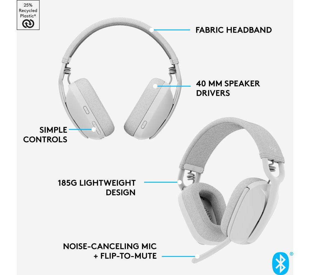 LOGITECH Zone Vibe 100 Wireless Headset - Off-White image number 7 of 10
