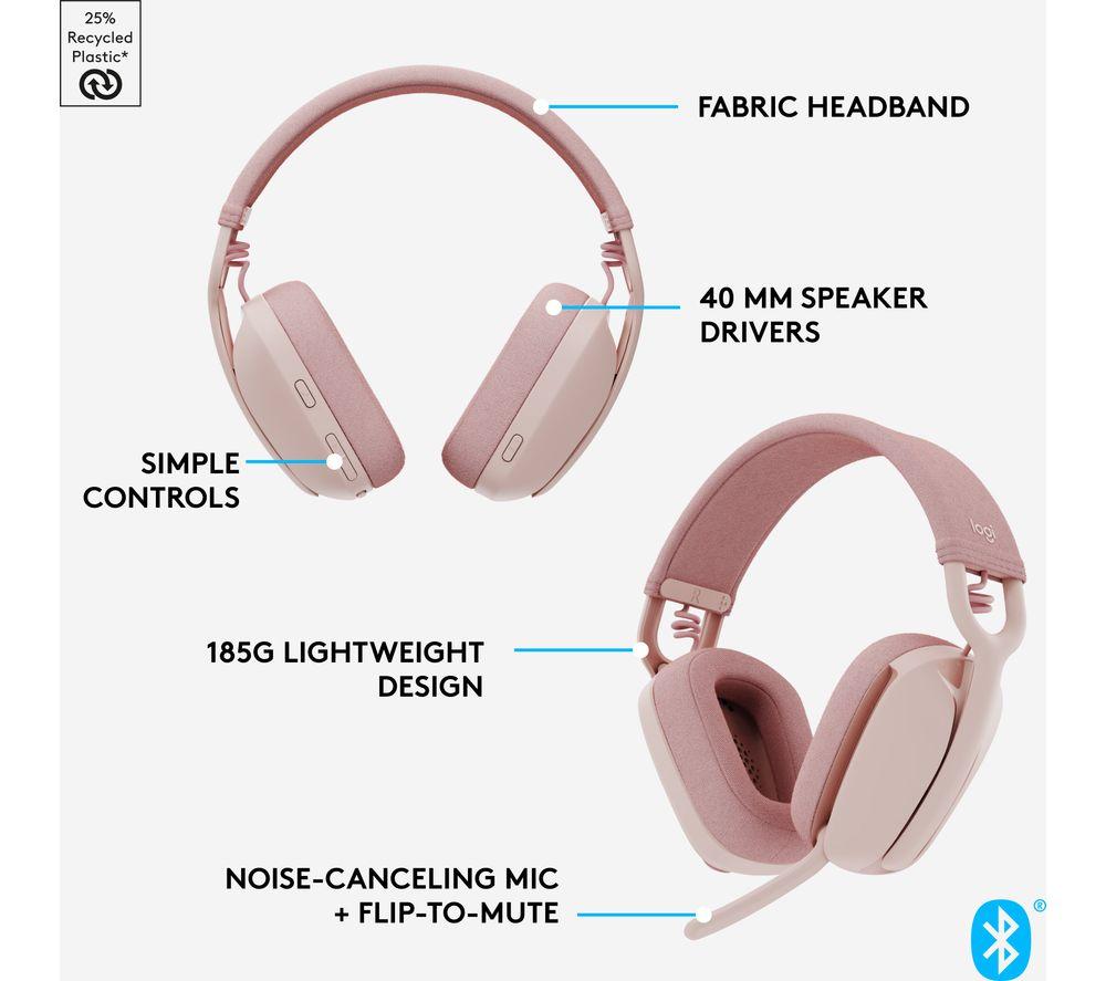 LOGITECH Zone Vibe 100 Wireless Headset - Rose image number 7 of 10