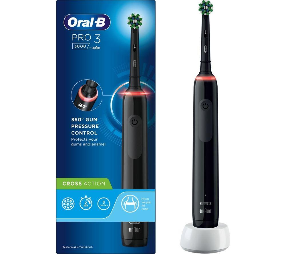 Oral B Crossaction Pro 3 3000 Electric Toothbrush Black, Black Oral