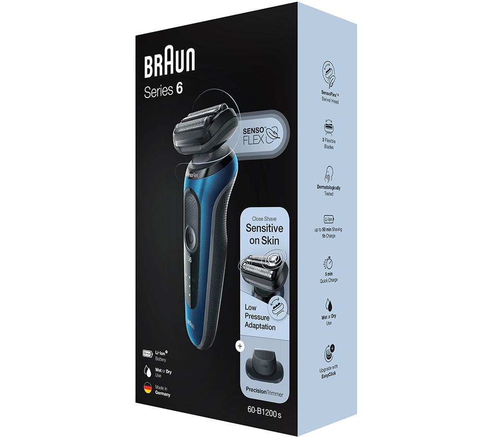 Braun Electric Series 3 Razor with Precision Trimmer, Rechargeable, Wet &  Dry Foil Shaver for Men, Blue/Black, 4 Piece