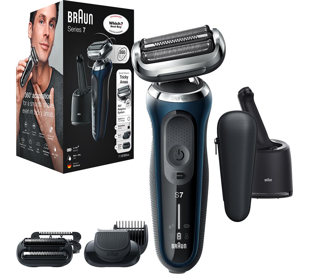  Braun Electric Series 3 Razor with Precision Trimmer,  Rechargeable, Wet & Dry Foil Shaver for Men, Blue/Black, 4 Piece : Beauty &  Personal Care