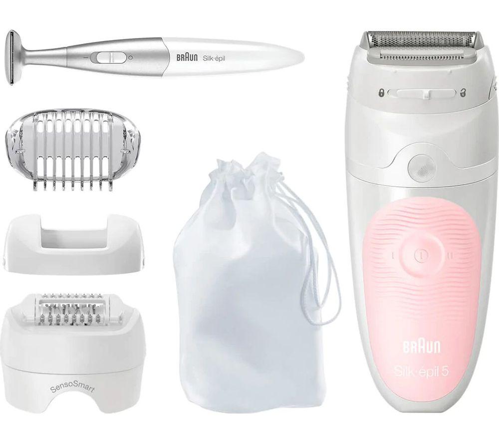 Braun 7281WD+FG100 Epil Xpressive Wet & Dry Epilator 220-240 Volts, White  Bikini Styler Pink & Gray