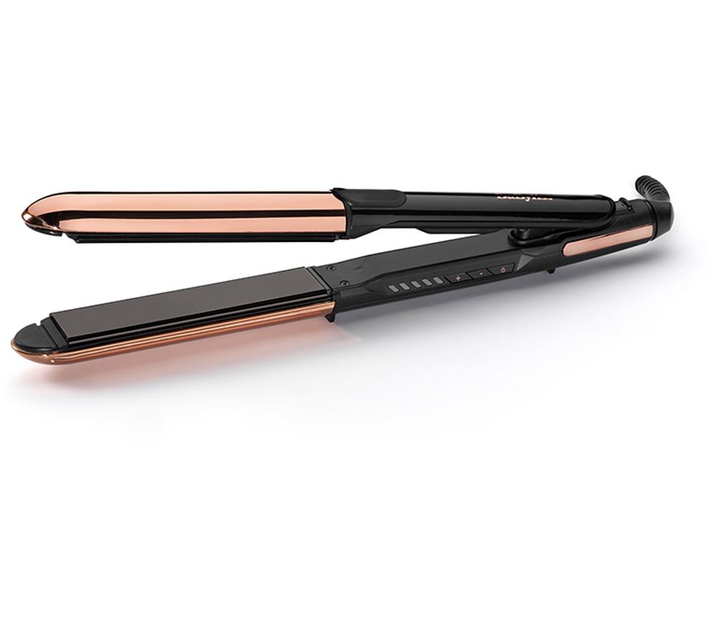 babyliss titanium brilliance straight & curl hair straightener - black & rose gold, gold,black