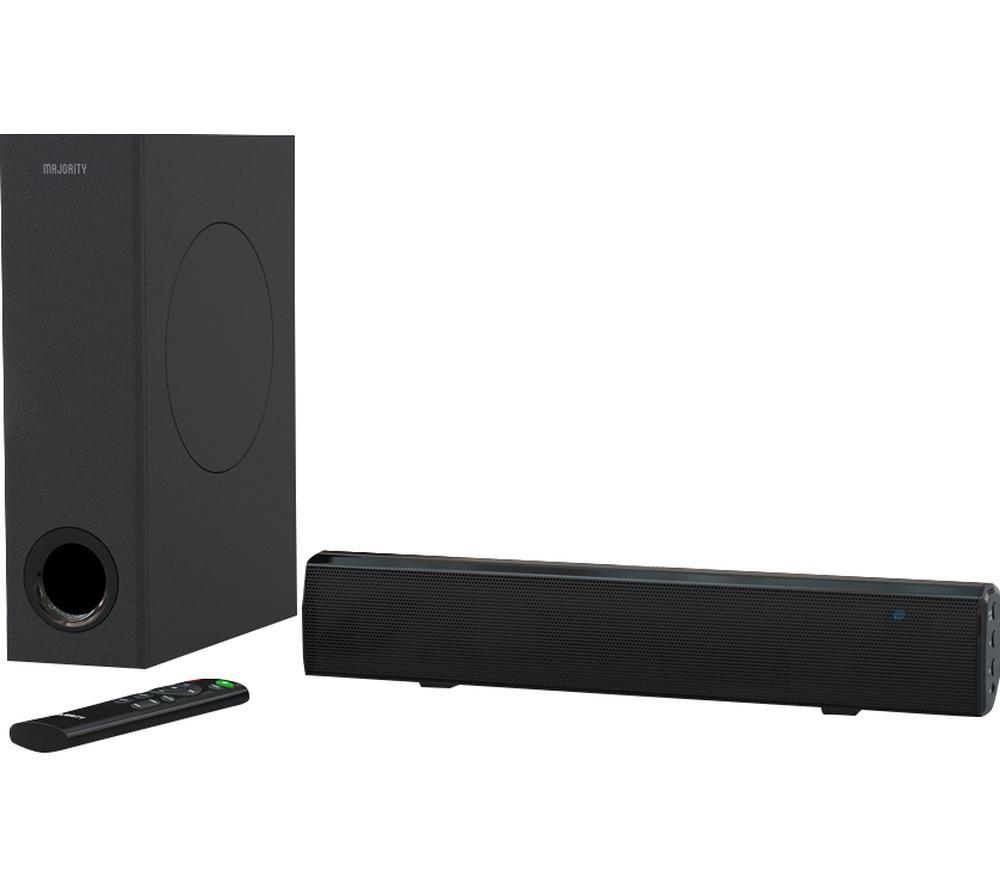 Majority Bowfell Plus 2.1 Compact Sound Bar - Black, Black