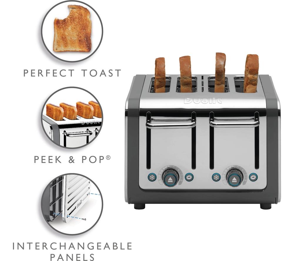 DUALIT Architect 46526 4-Slice Toaster - Grey & Brushed Stainless Steel image number 5 of 8