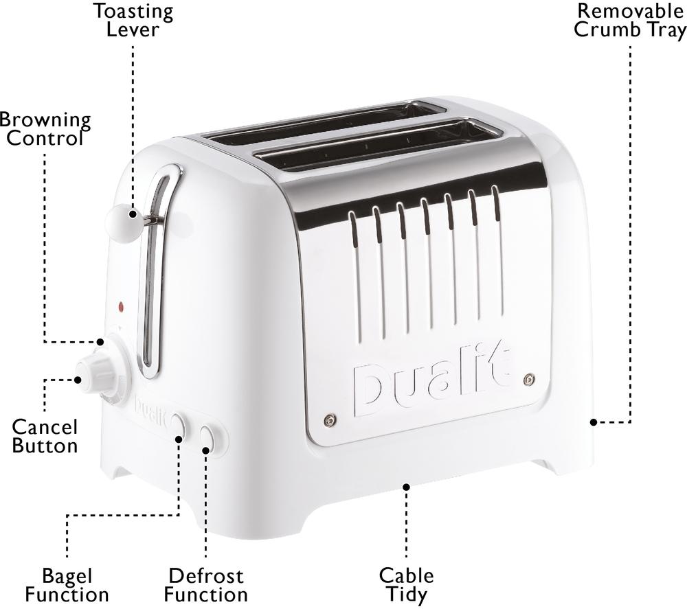 DUALIT Lite 26203 2-Slice Toaster - Gloss White image number 6 of 8
