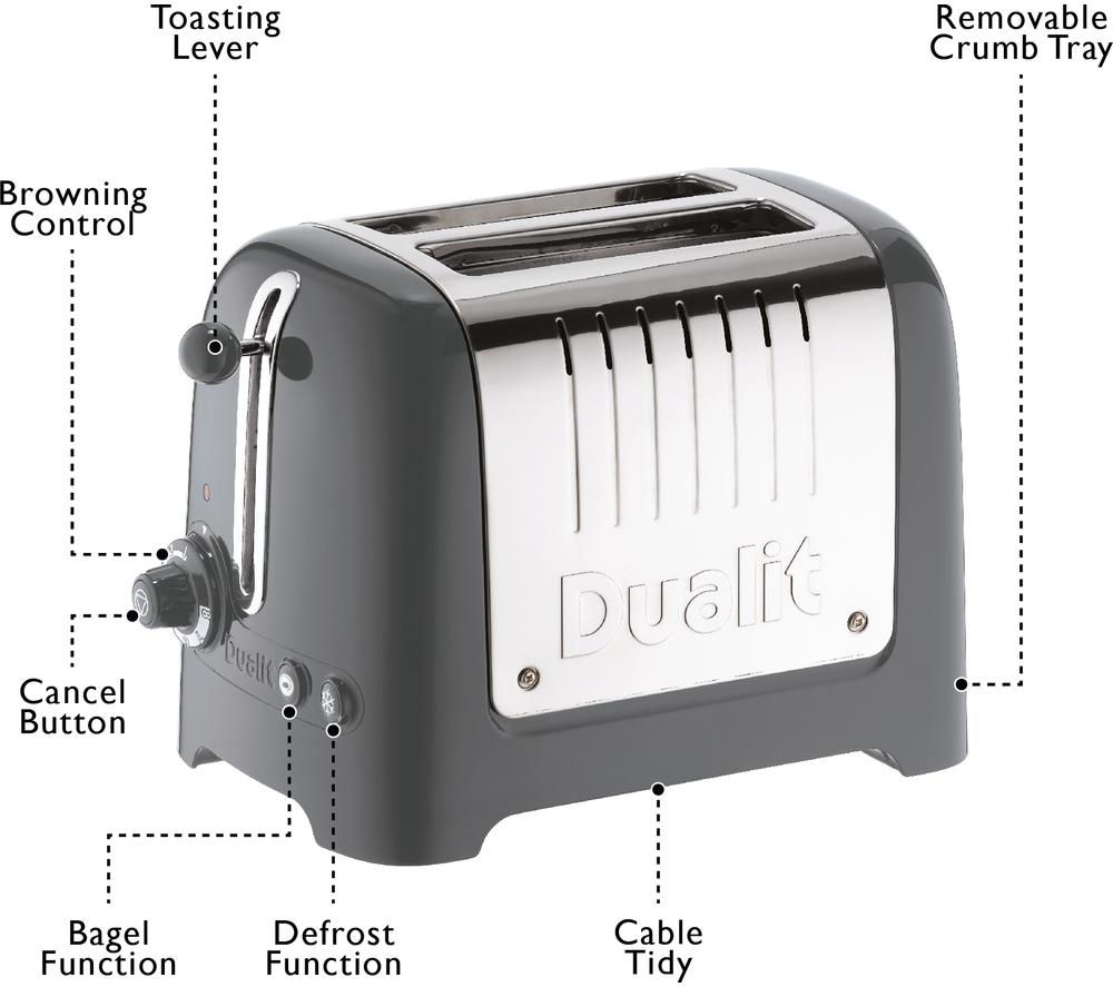 DUALIT Lite 26204 2-Slice Toaster - Grey image number 7 of 8