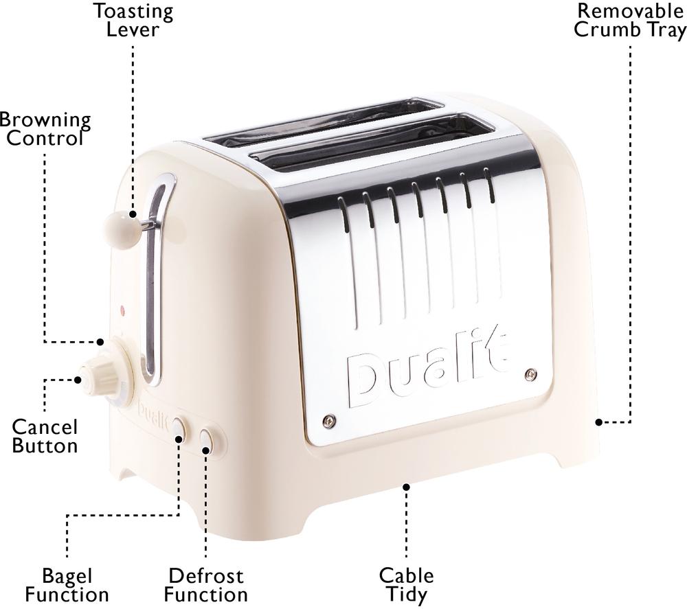 DUALIT Lite 26213 2-Slice Toaster - Canvas White image number 7 of 8