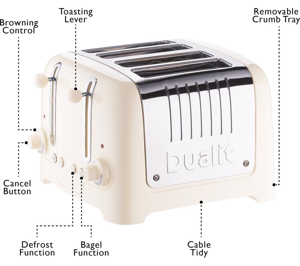 DUALIT Lite 46213 4-Slice Toaster - Canvas White image number 7 of 8
