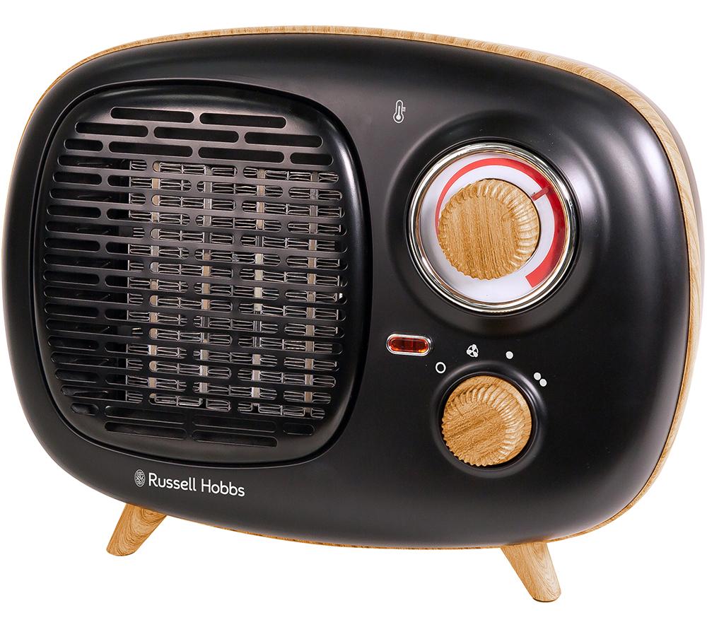 RUSSELL HOBBS RHRETPTC2001WDB Retro Fan Heater - Black & Brown image number 2 of 10
