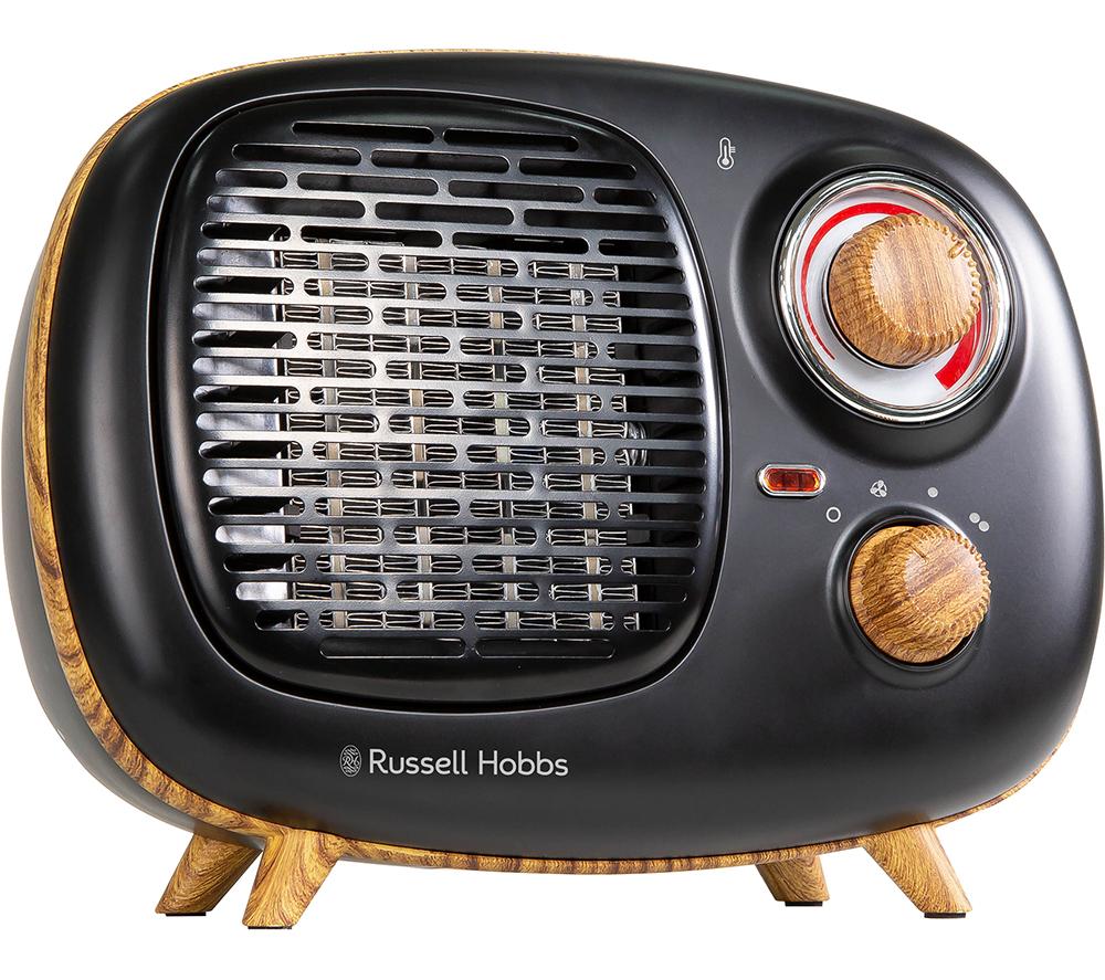 RUSSELL HOBBS RHRETPTC2001WDB Retro Fan Heater - Black & Brown image number 3 of 10