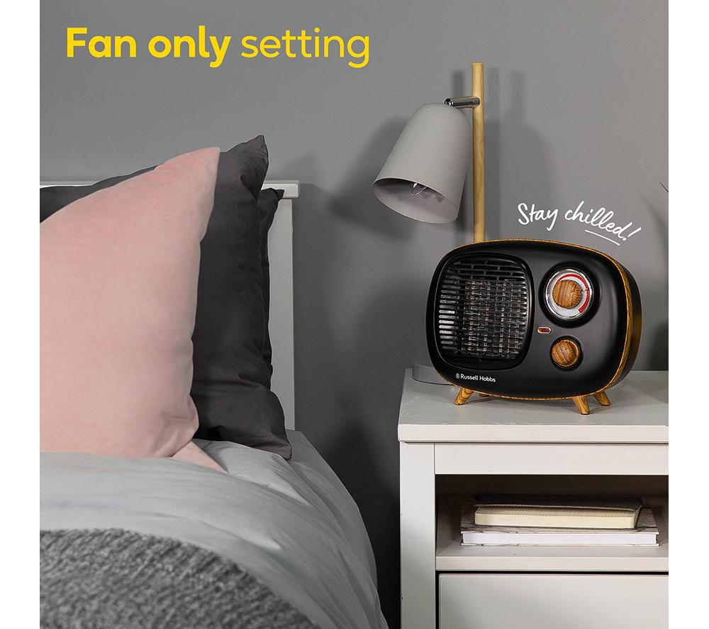 RUSSELL HOBBS RHRETPTC2001WDB Retro Fan Heater - Black & Brown image number 6 of 10