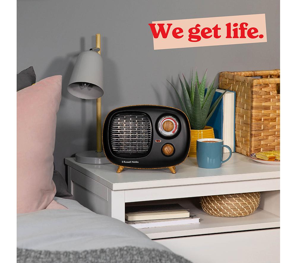 RUSSELL HOBBS RHRETPTC2001WDB Retro Fan Heater - Black & Brown image number 9 of 10