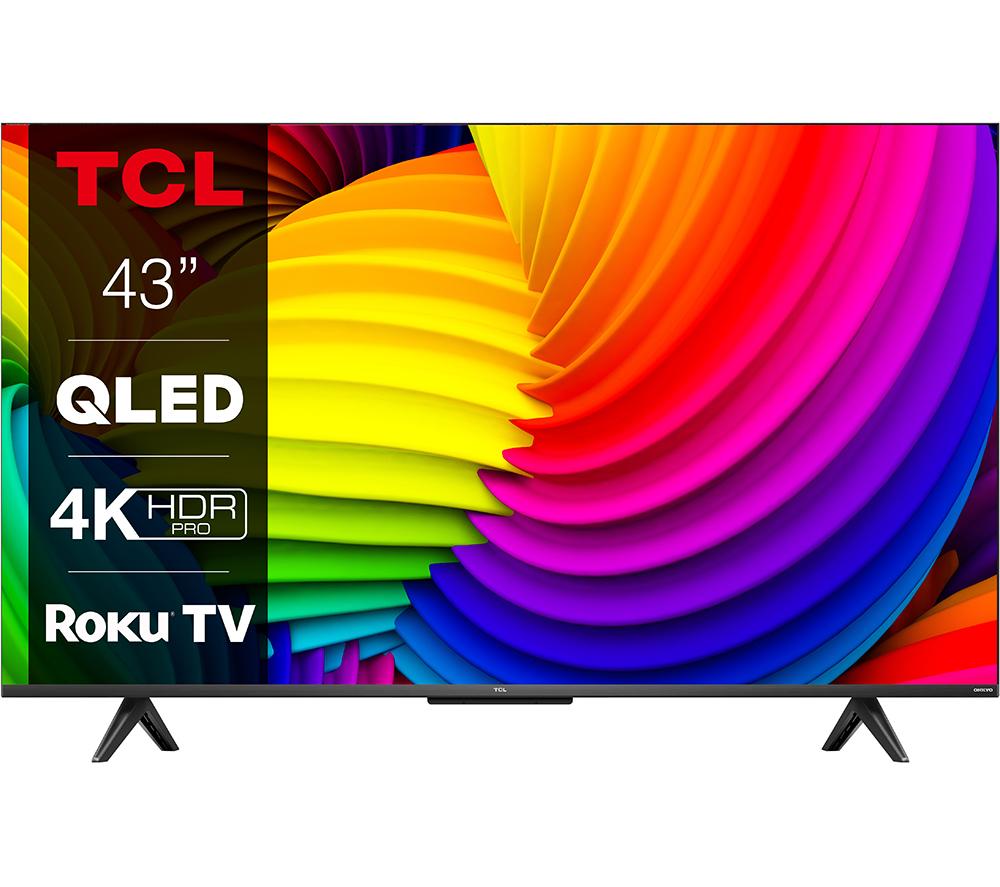 TCL 43RC630K Roku TV  Smart 4K Ultra HD HDR QLED TV, Silver/Grey
