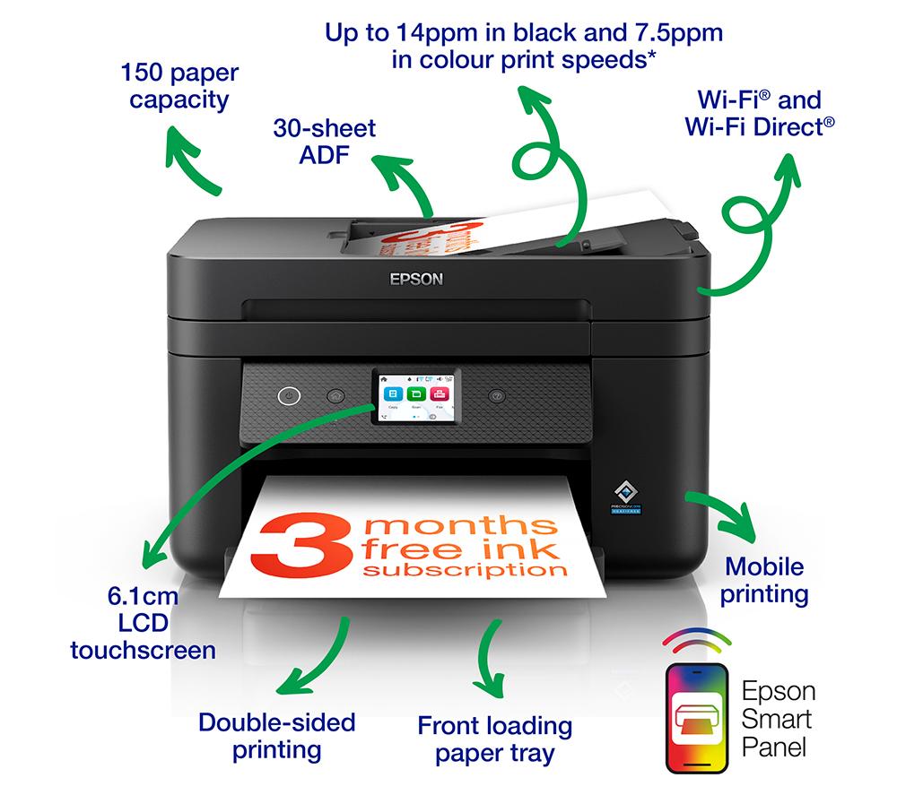 EPSON WorkForce WF-2960DWF All-in-One Wireless Inkjet Printer with Fax image number 2 of 9