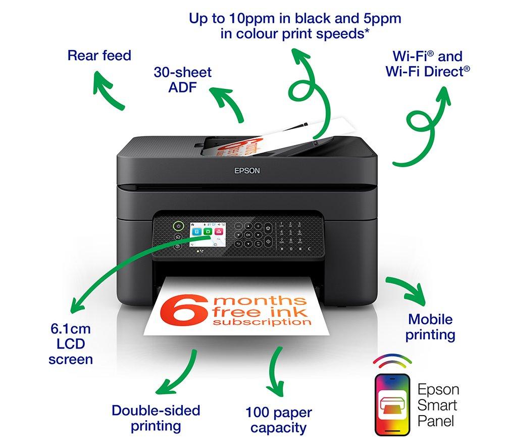 EPSON WorkForce WF-2950DWF All-in-One Wireless Inkjet Printer & Fax with 6 Months ReadyPrint Subscription image number 2 of 12