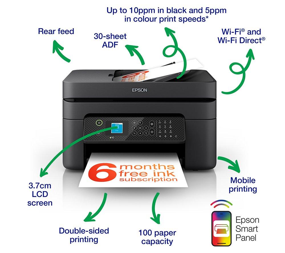 EPSON WorkForce WF-2930DWF All-in-One Wireless Inkjet Printer & Fax with 6 Months ReadyPrint Subscription image number 2 of 12