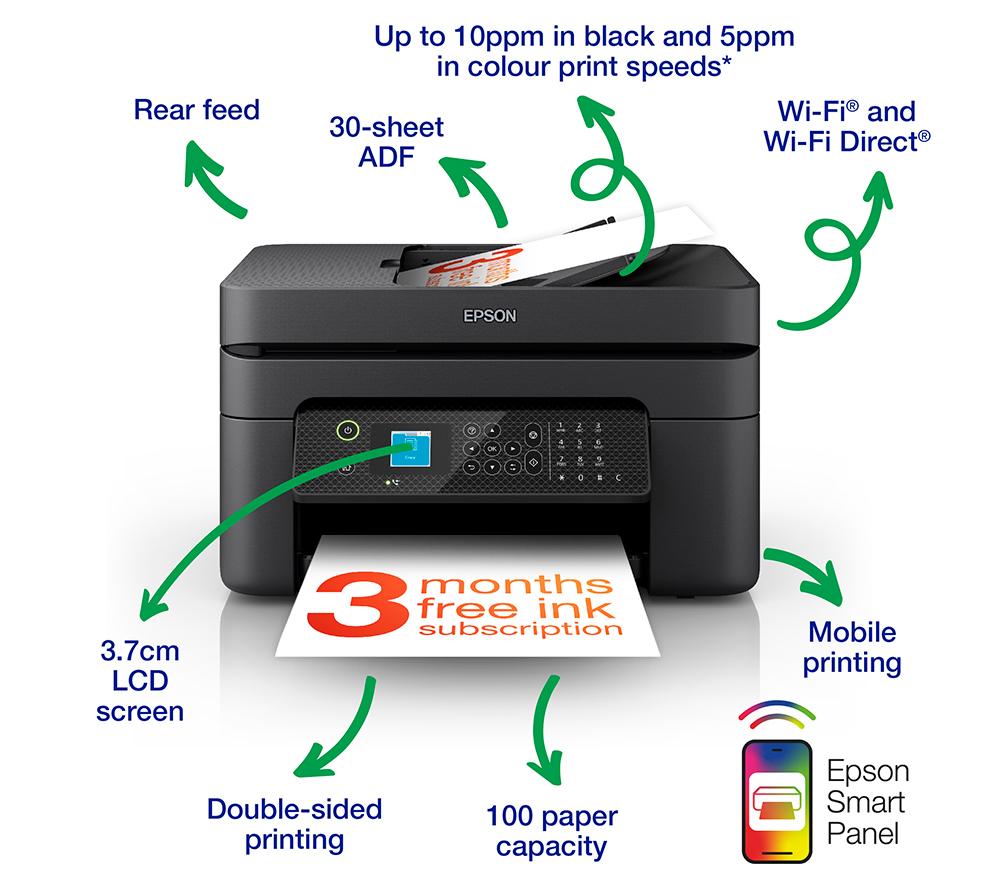 EPSON WorkForce WF-2930DWF All-in-One Wireless Inkjet Printer with Fax image number 2 of 5