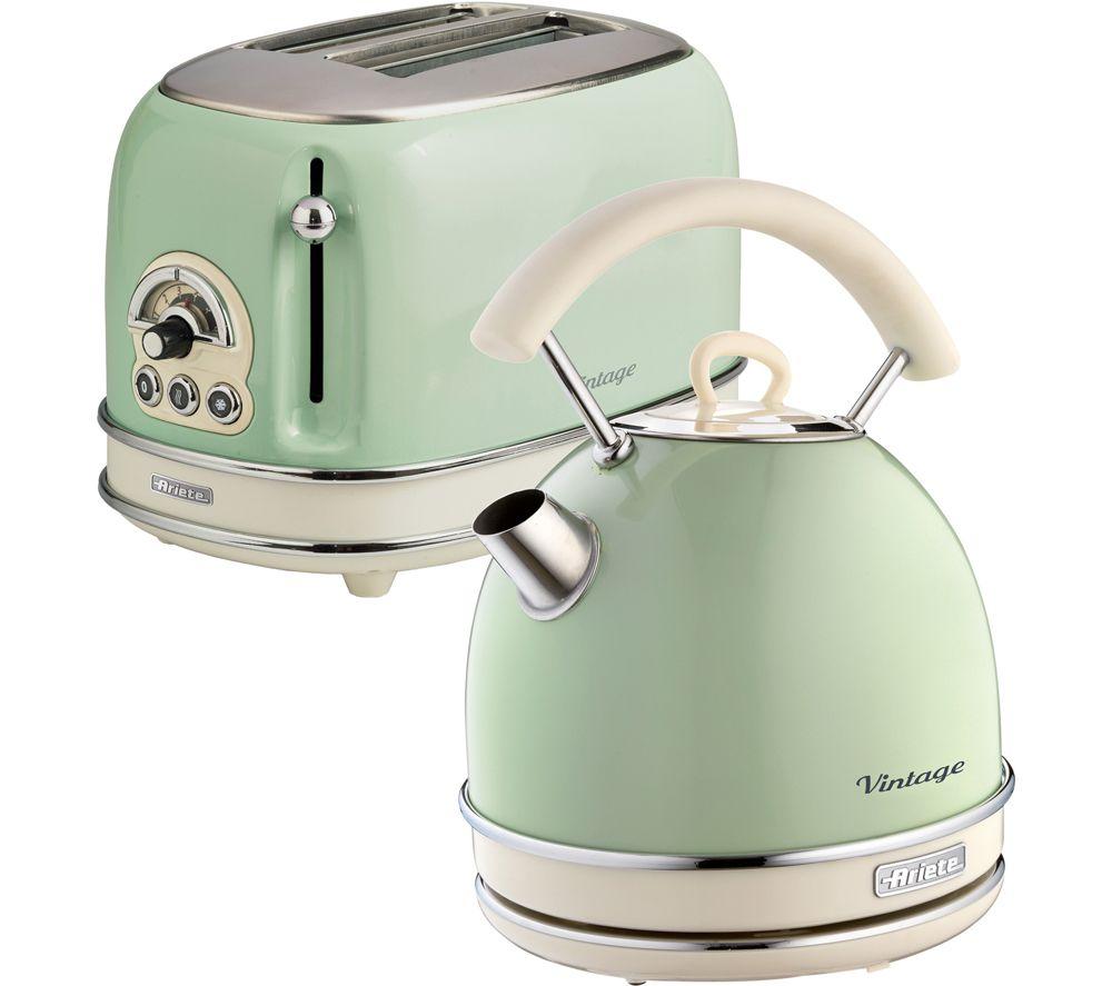 ARIETE Vintage ARPK11 2-Slice Toaster & Traditional Kettle Bundle - Green