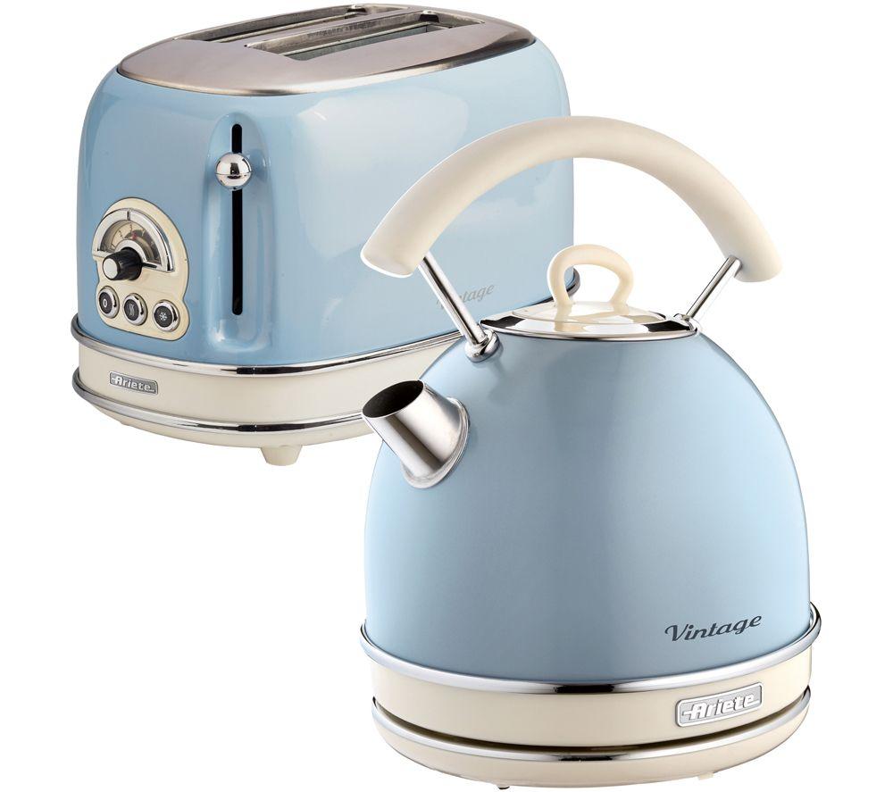 Image of ARIETE Vintage ARPK12 2-Slice Toaster & Traditional Kettle Bundle - Blue