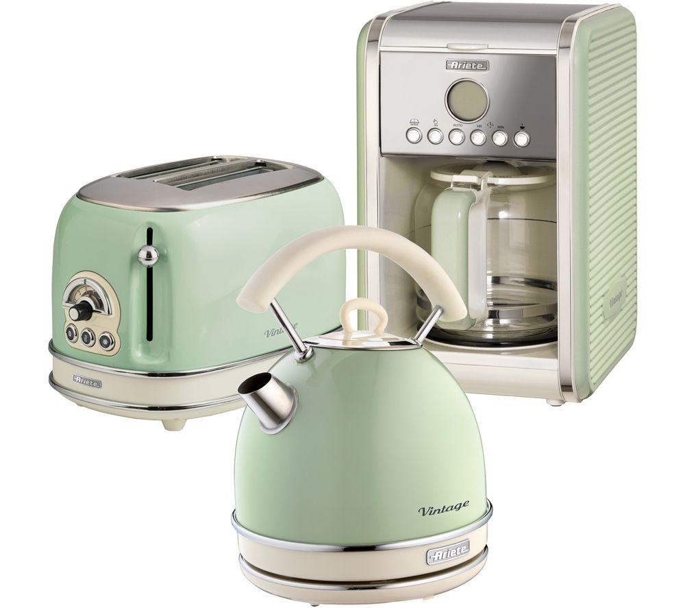 ARIETE Vintage ARPK14 Toaster, Kettle & Coffee Machine Bundle - Green